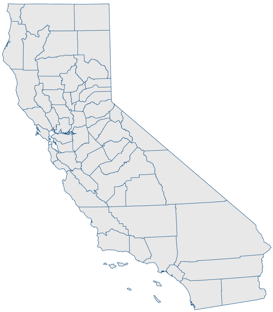 A county map of California state.