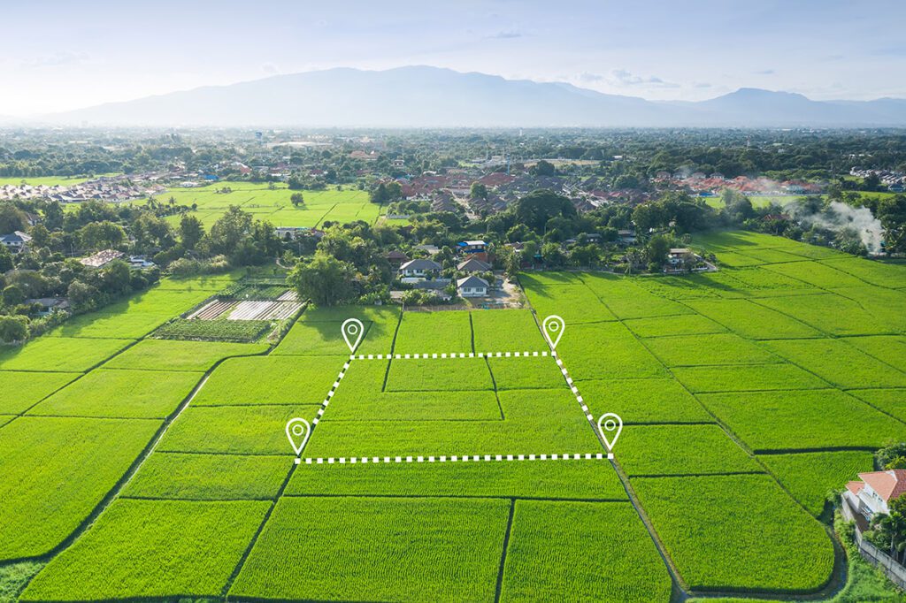 Land plot in aerial view.