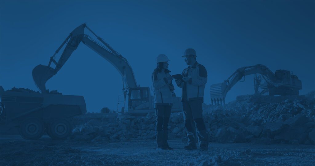 Construction crew talking at a construction site area